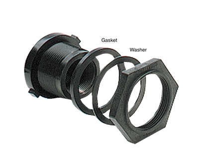 (A) 1/2″ Heavy-duty bulkhead fitting w/nut, 1 washer and 1 EPDM gasket – P/N 62834